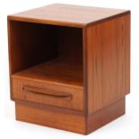 G Plan, Mid century Fresco teak nightstand with base drawer, 54cm H x 46cm W x 41cm D