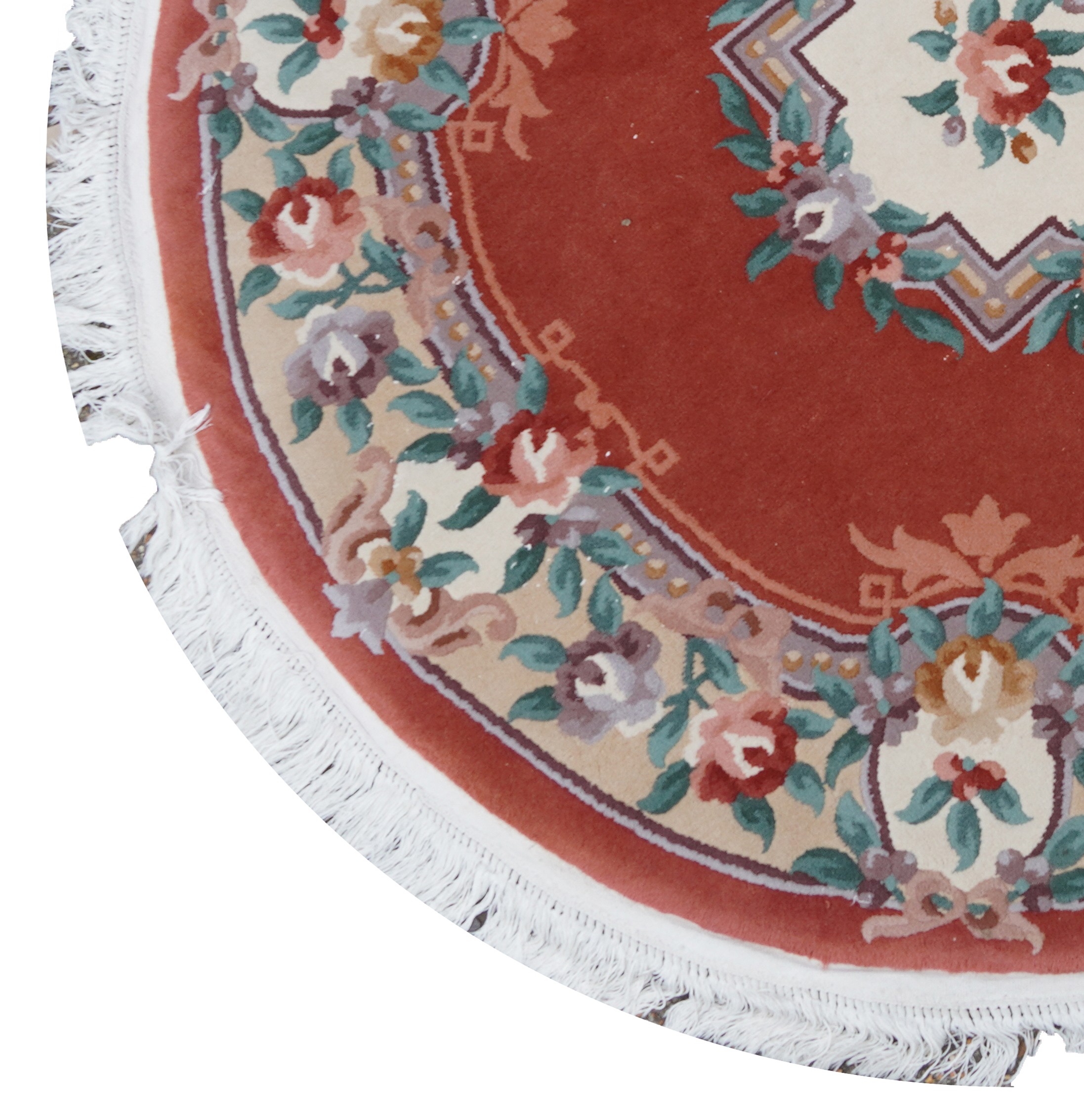 Four Chinese floral rugs comprising two circular and an oval example, the largest 167cm in diameter - Image 17 of 23