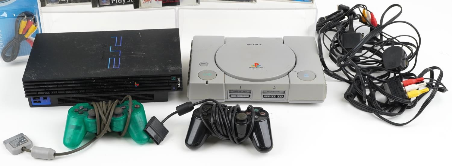 Sony PlayStation 2 games console with controller and a Sony PlayStation 1 games console with - Image 3 of 3