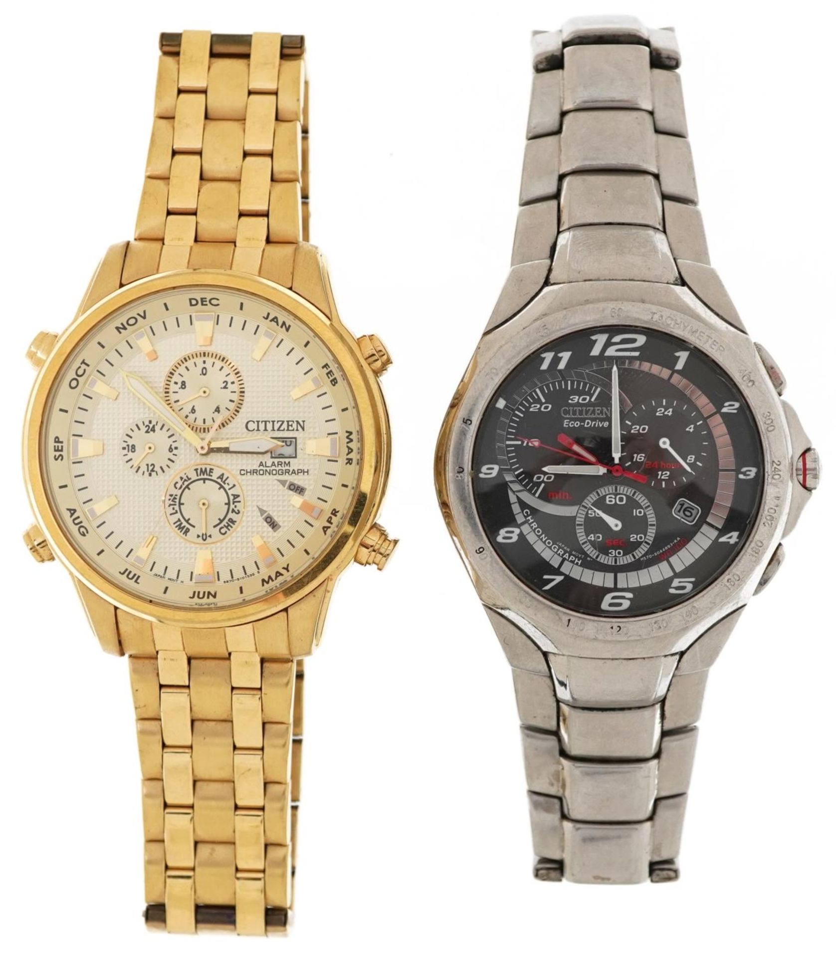 Citizen, two gentlemen's chronograph wristwatches comprising Citizen Eco Drive WR100 and Citizen - Bild 2 aus 5