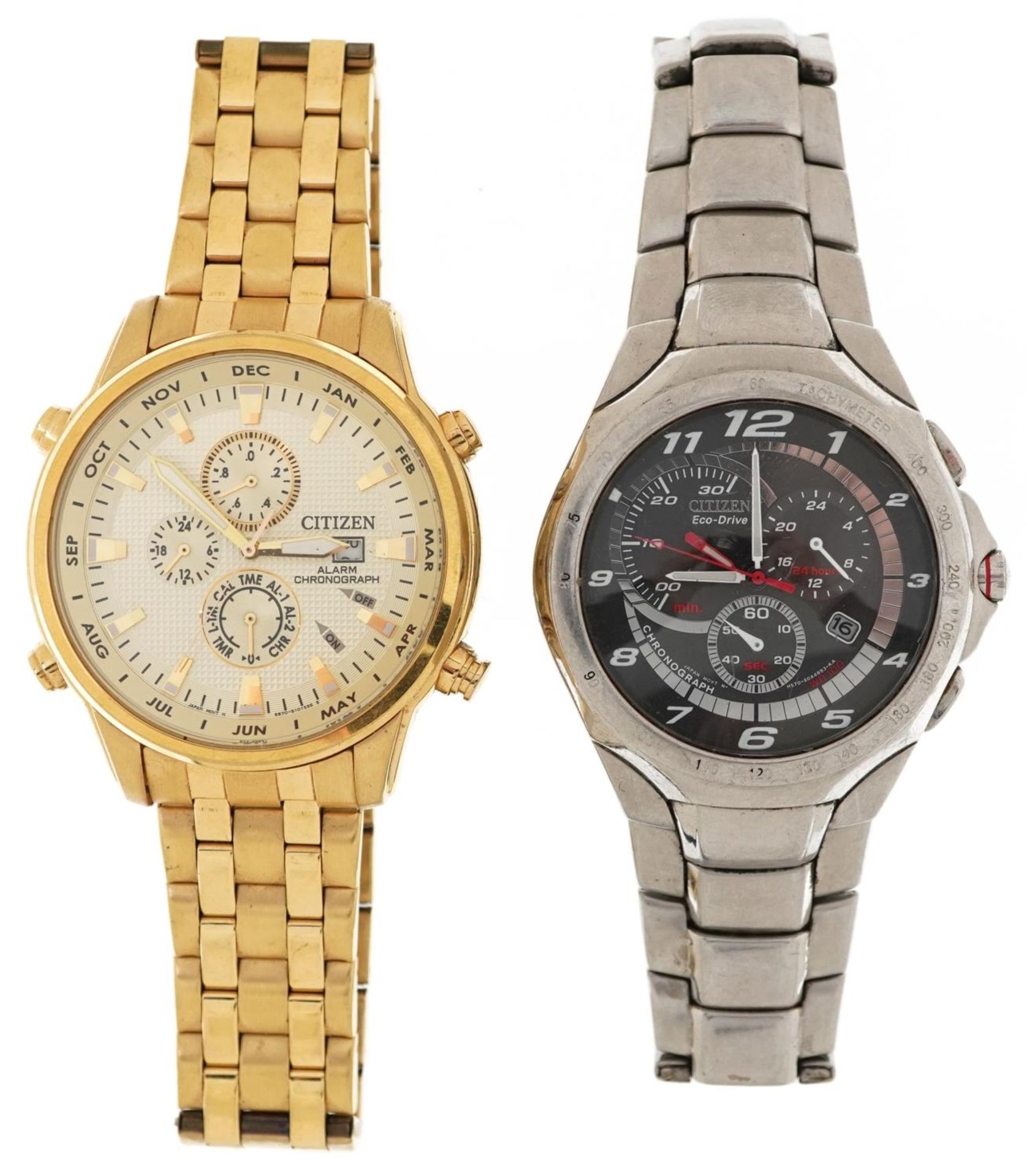 Citizen, two gentlemen's chronograph wristwatches comprising Citizen Eco Drive WR100 and Citizen - Image 2 of 5