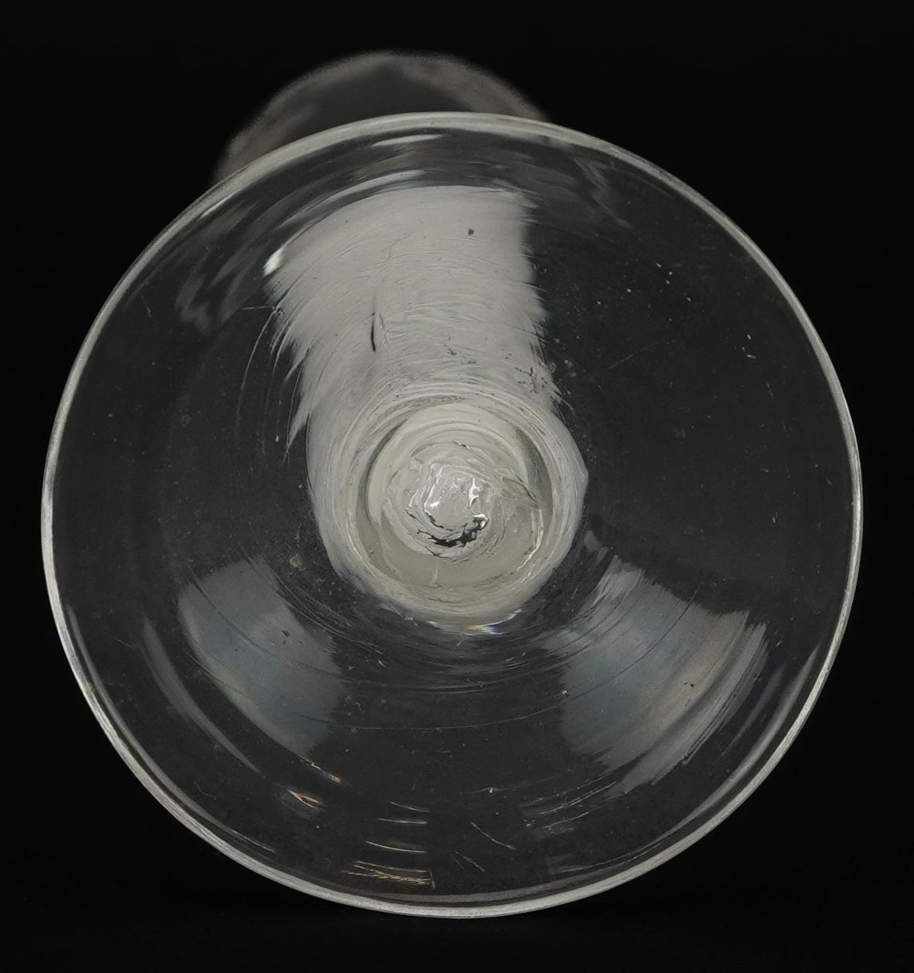 18th century cordial glass with multiple opaque twist stem and floral engraved bowl, 16.5cm high - Bild 5 aus 5