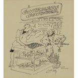 Terence Larry Parkes - Gourmet Counter, ink illustration, inscribed verso, mounted, framed and