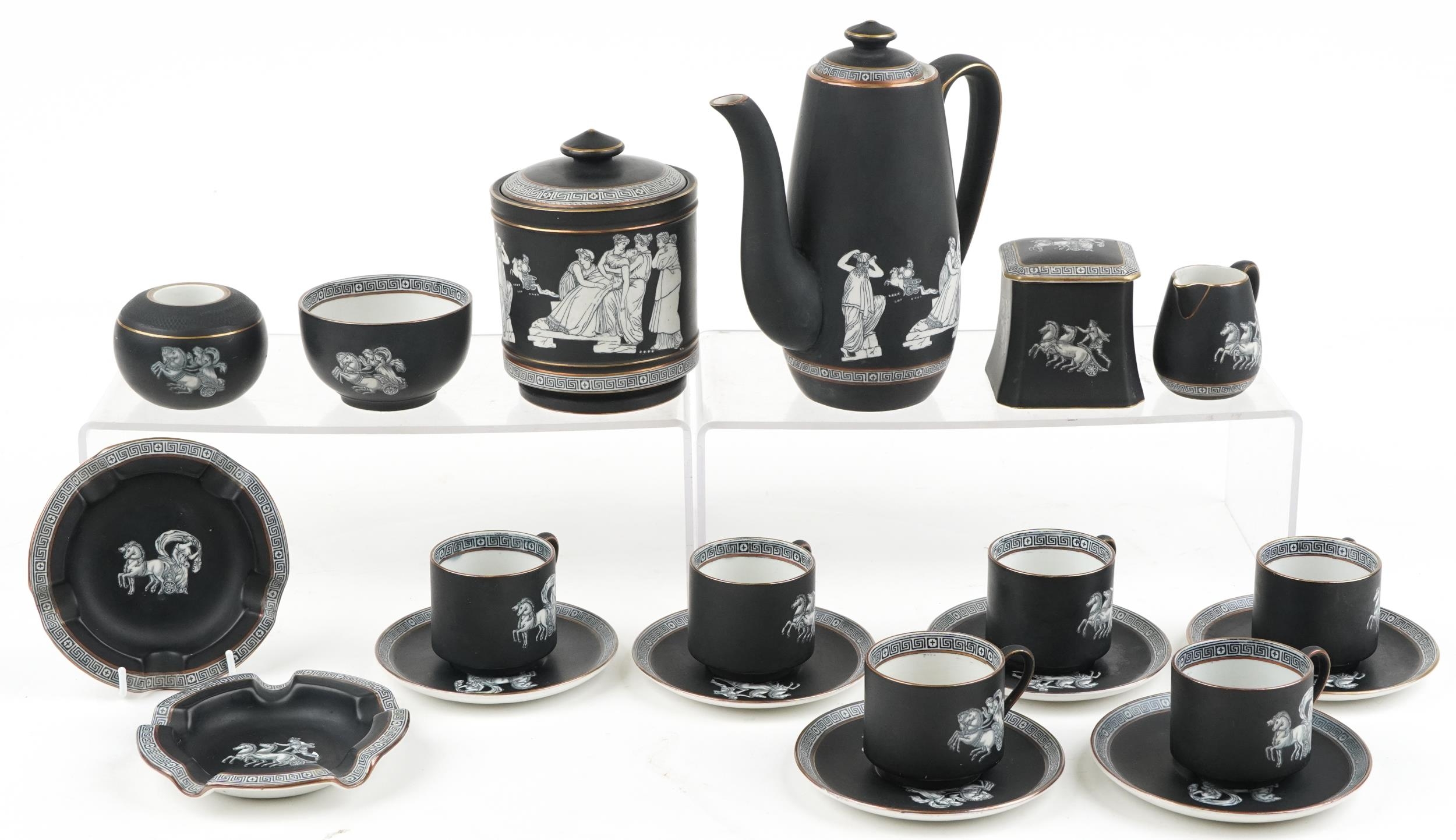 Victorian Fenton and Pratt Old Greek teaware including a six place coffee service comprising