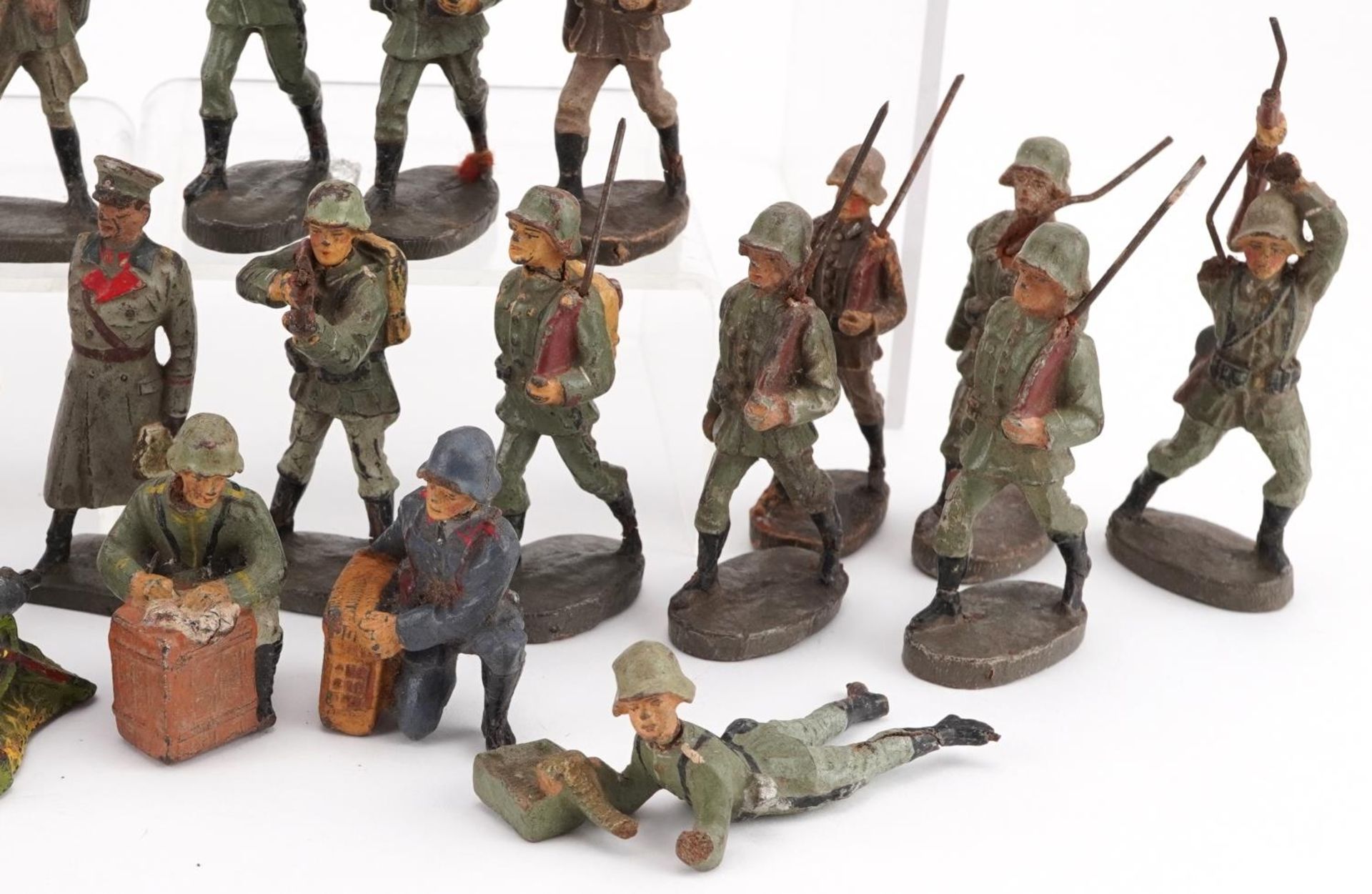 Elastolin, Collection of German hand painted soldiers, the largest each 8.5cm high - Image 5 of 6