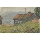 Attributed to Hans Dahl - Balestrand lake scene, late 19th/early 20th century Norwegian school oil