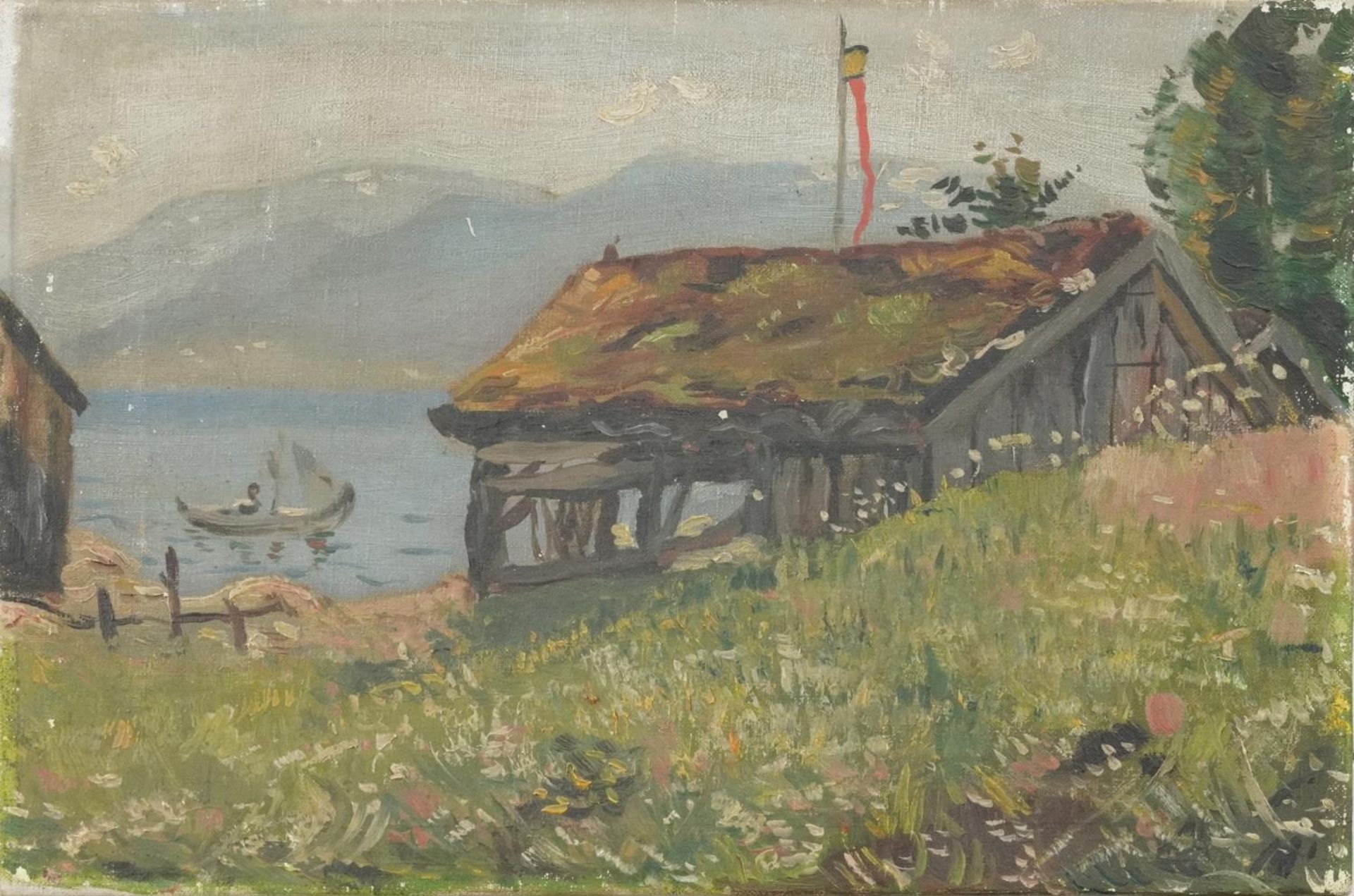 Attributed to Hans Dahl - Balestrand lake scene, late 19th/early 20th century Norwegian school oil