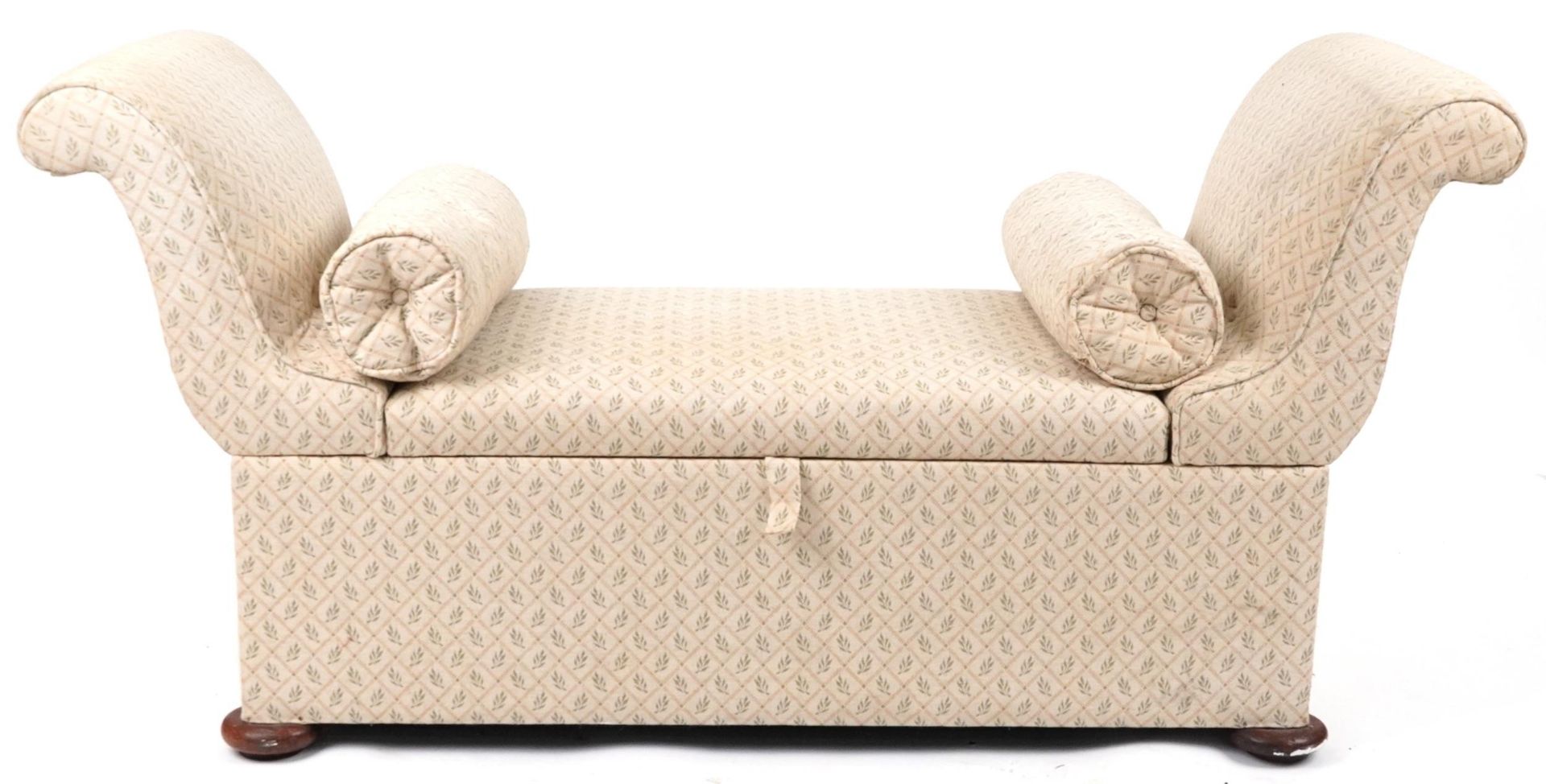 Contemporary daybed with lift up cushioned seat having beige and green floral upholstery, 74cm H x - Bild 2 aus 5