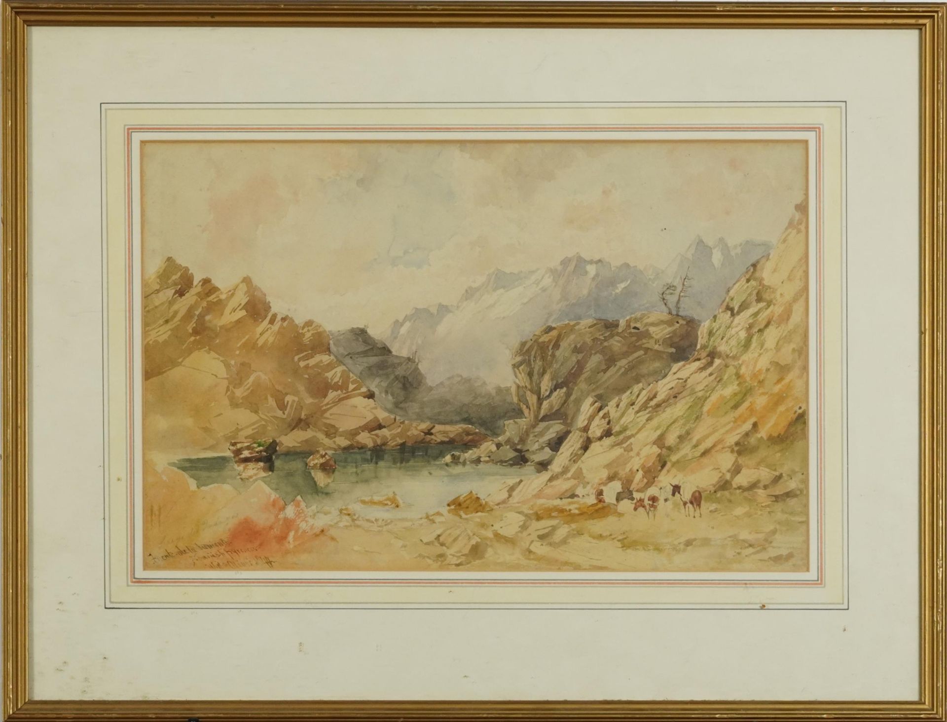 William Oliver 1844 - Spanish Pyrenees, mid 19th century watercolour, inscribed to the lower left, - Bild 2 aus 5