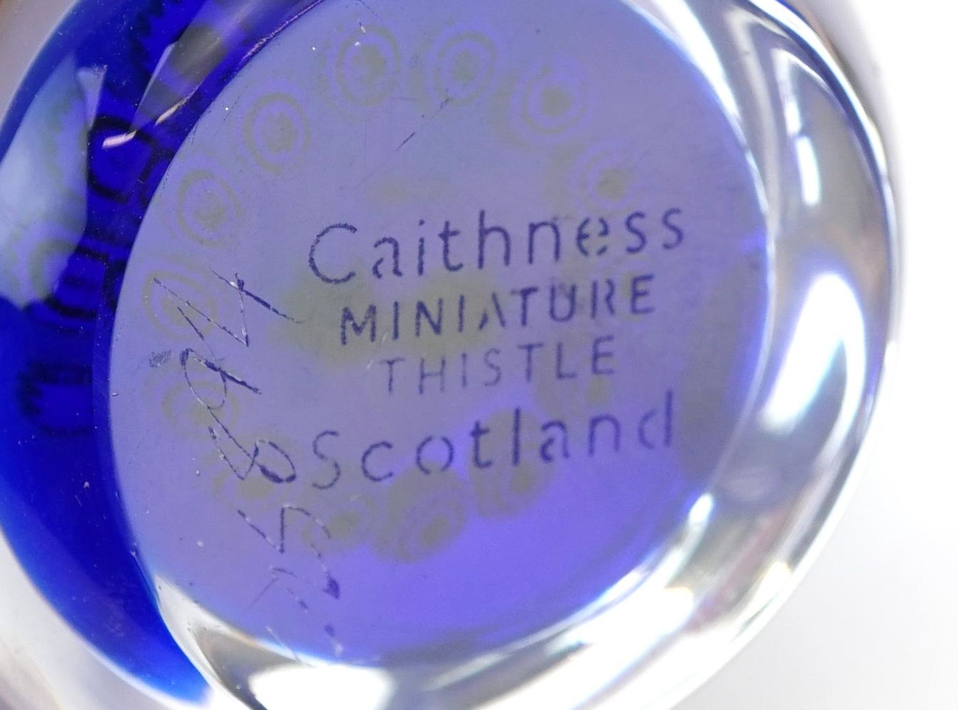 Two millefiori glass paperweights including a Caithness miniature thistle example, the largest 8cm - Bild 5 aus 5