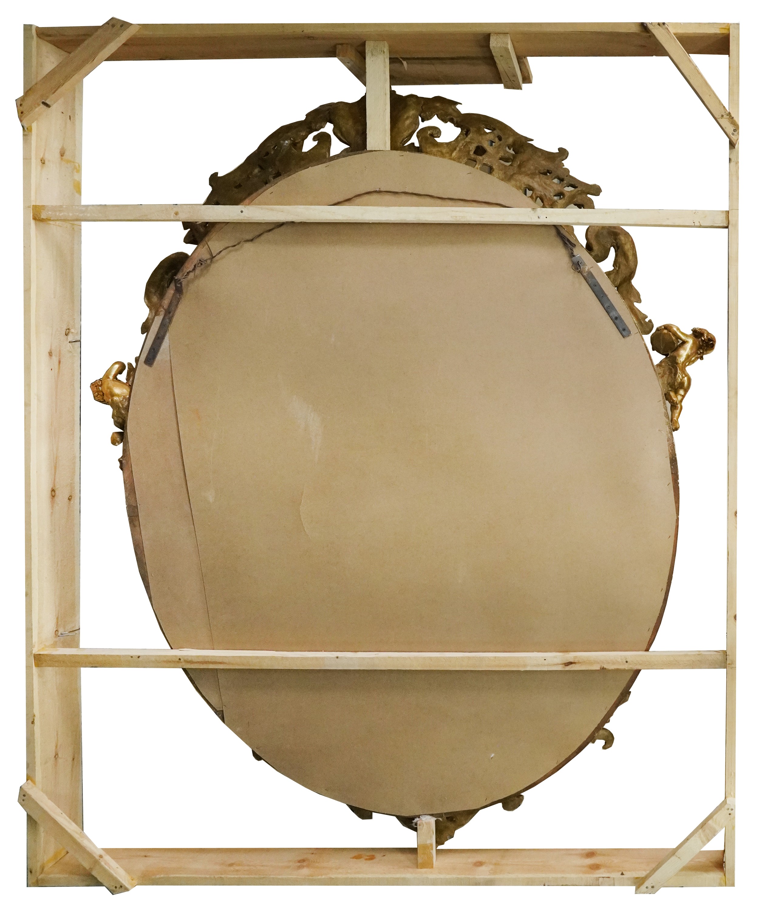 Unusually large and impressive 19th century style gilt painted oval wall mirror with bevelled - Image 3 of 3