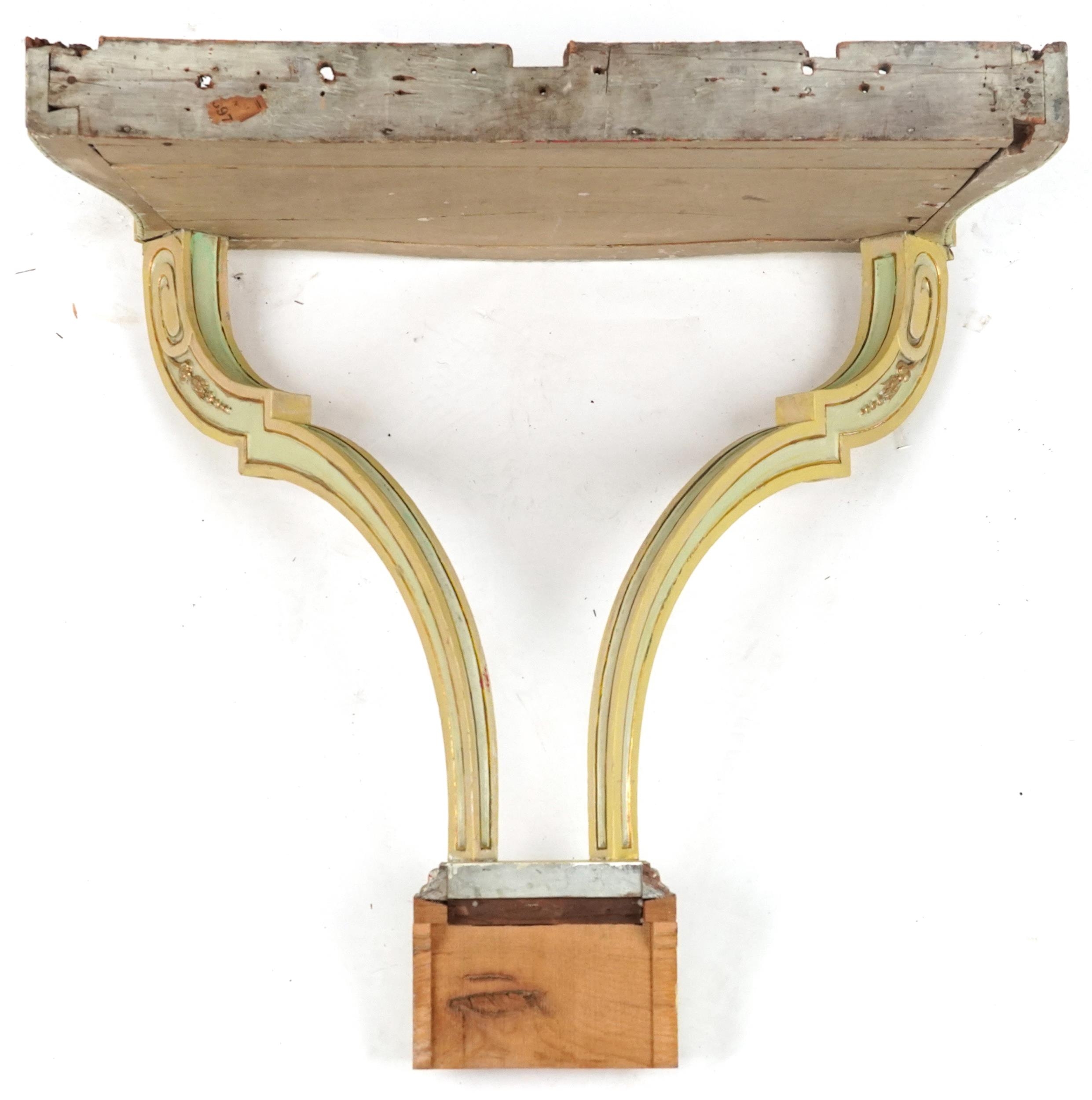 French cream and gilt painted console table with marble top, 85.5cm H x 84cm W x 43cm D - Image 3 of 3