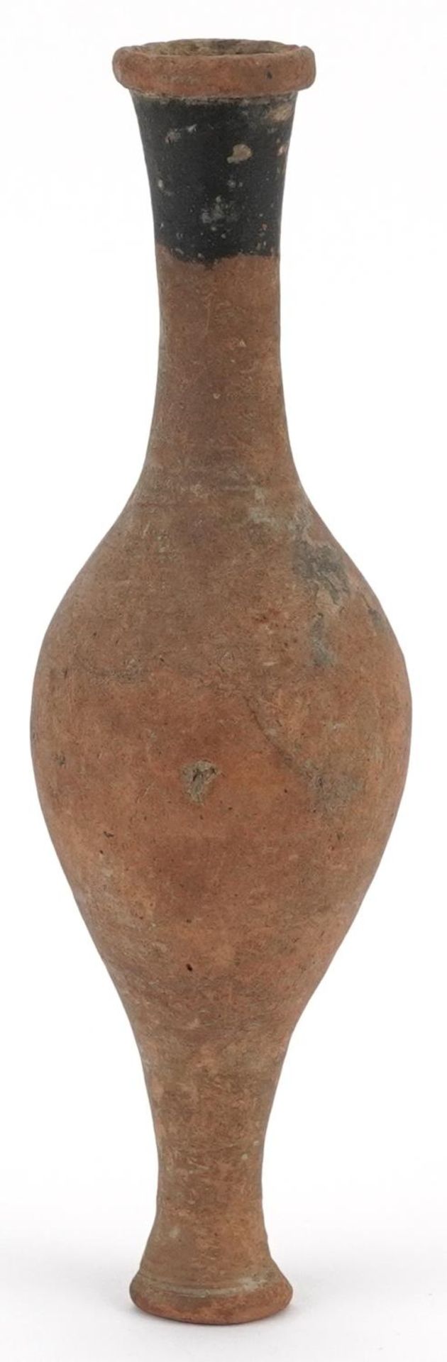 Antique terracotta fusiform unguentarium, possibly Roman, 18cm high