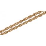 9ct gold rope twist necklace, 52cm in length, 3.5g