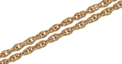 9ct gold rope twist necklace, 52cm in length, 3.5g