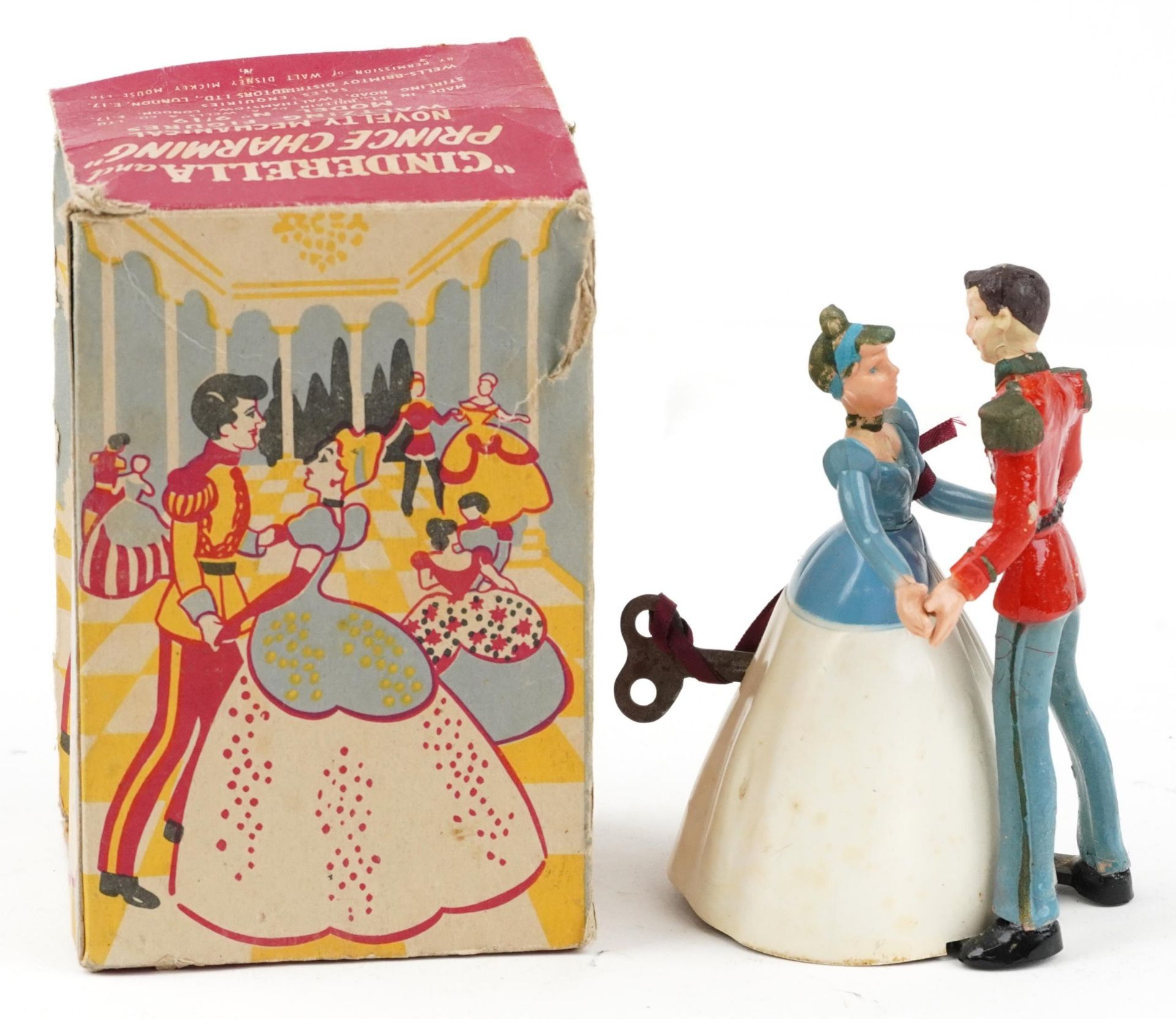 Vintage clockwork Cinderella and Prince Charming novelty mechanical waltzing figures with box - Image 2 of 3