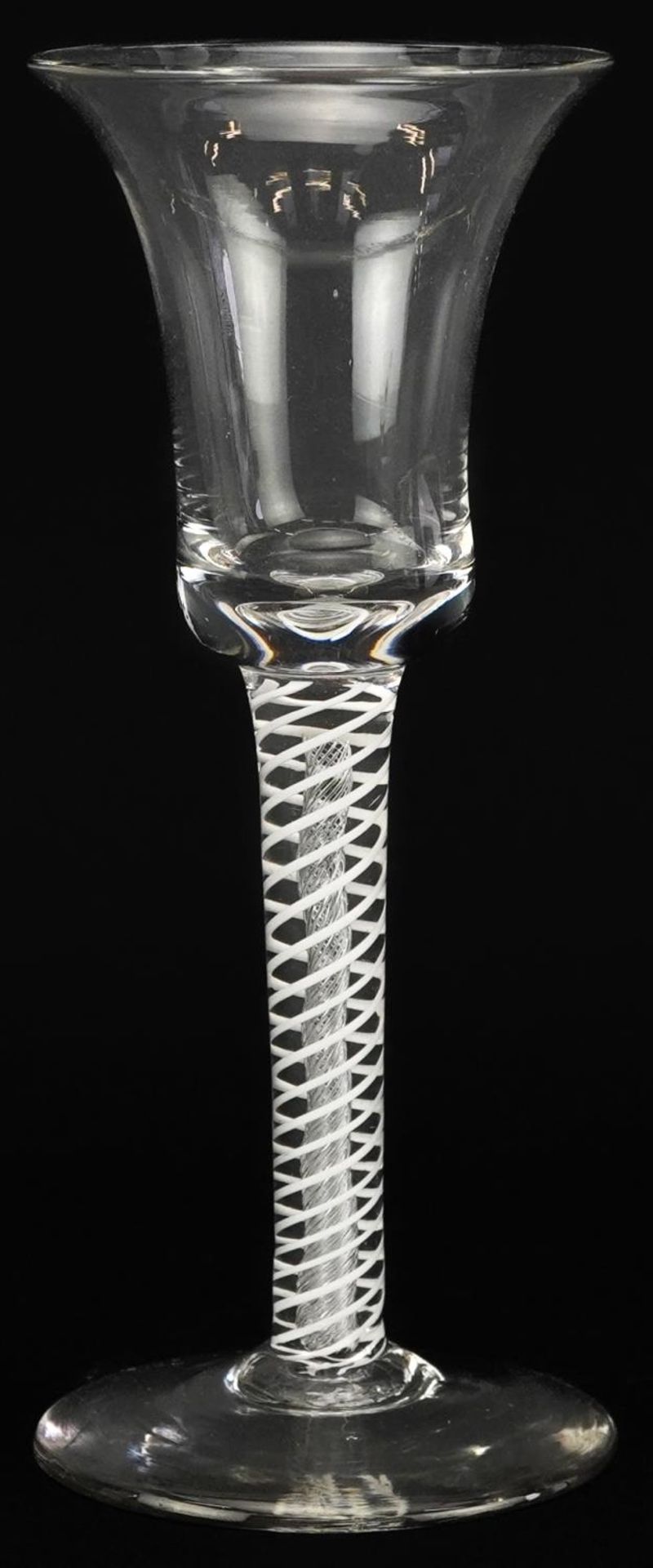 18th century opaque and air twist wine glass with bell shaped bowl, 17.5cm high - Image 3 of 4