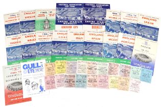 1950s and later sporting interest football programmes and tickets including England v Brazil 1963,