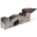 Victorian mahogany and steel shoulder plane by H Slater of London, 26cm in length