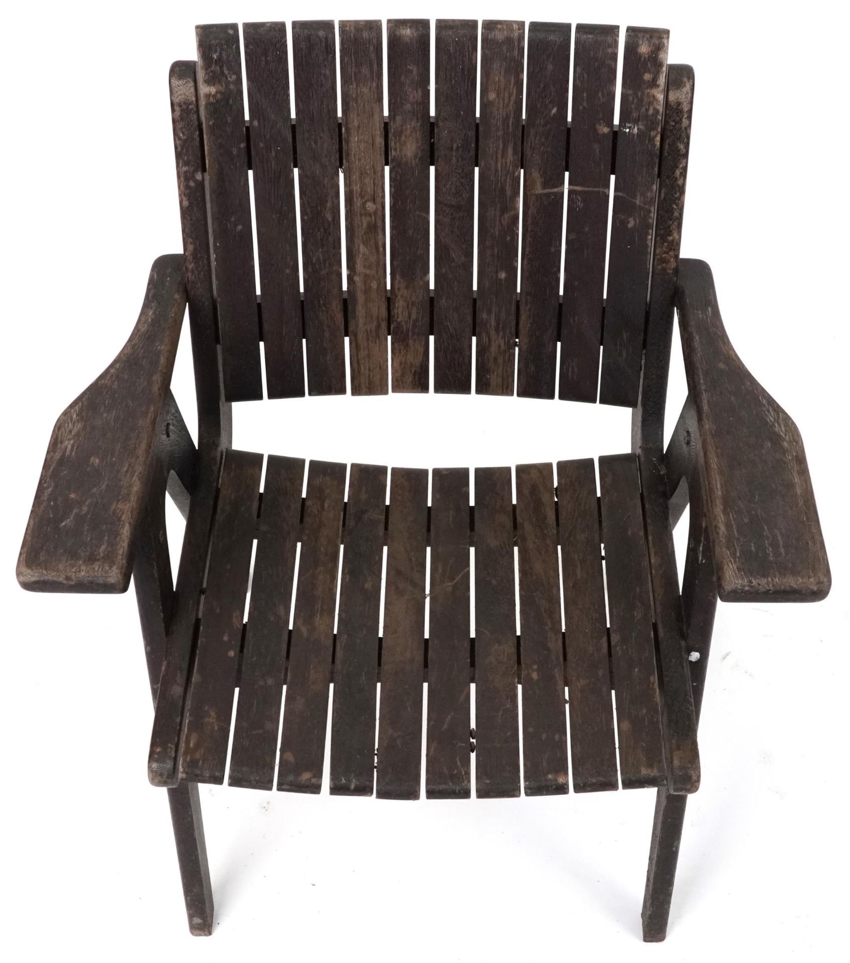 Autoban, stained teak slice chair, 81cm high - Image 3 of 5