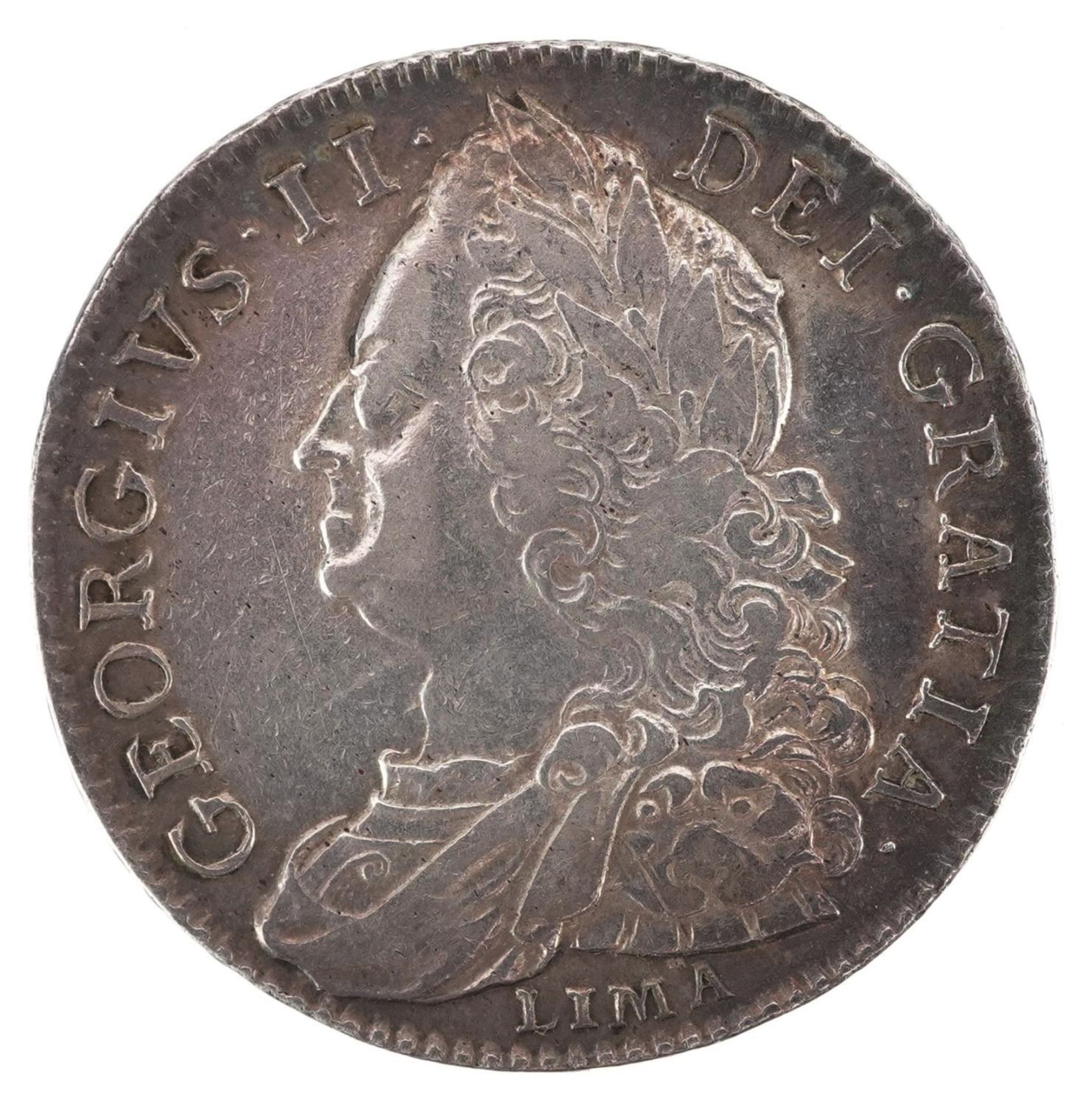 George II 1746 silver half crown, Lima below bust - Bild 2 aus 3