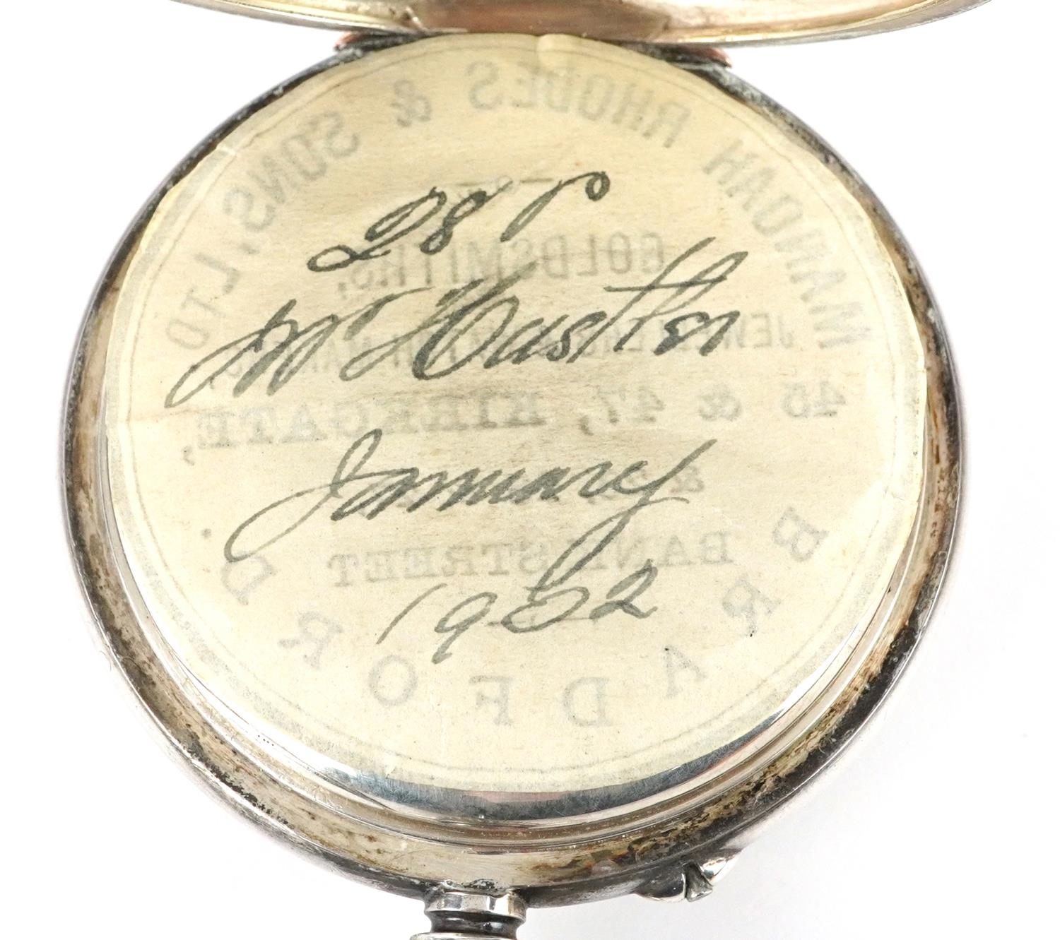 Two gentlemen's silver open face keyless pocket watches, each having enamelled and subsidiary - Image 7 of 7