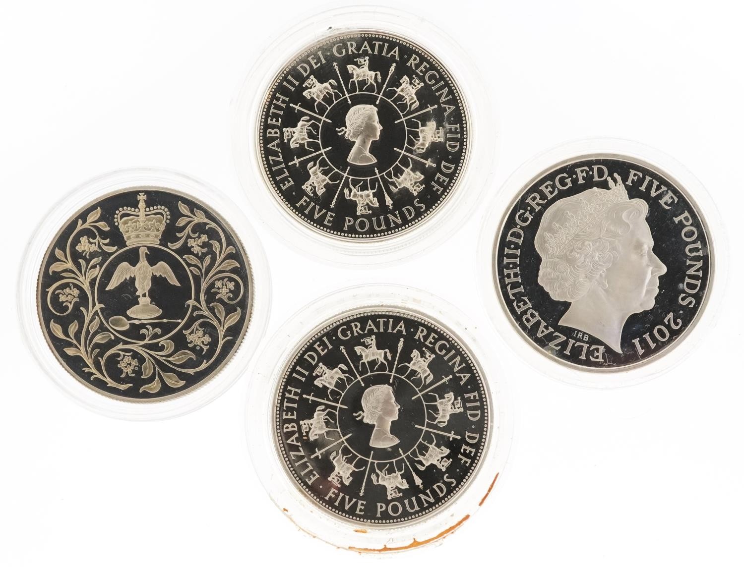 Four United Kingdom silver proof coins comprising two Coronation 40th Anniversary crowns, 1977 - Image 2 of 3