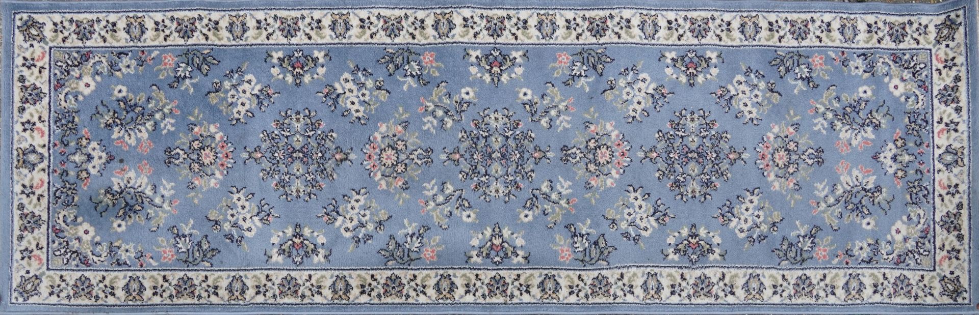 Three rectangular rugs including a floral Chinese red ground example, the largest 250cm x 80cm - Image 10 of 14
