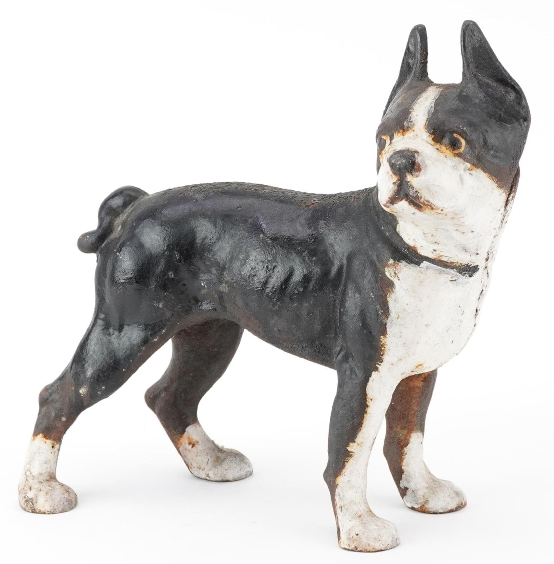 Painted cast iron French Bulldog, 25cm in length
