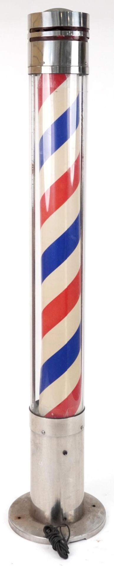 Vintage illuminated barber's pole with chromed mounts, 197cm high - Bild 2 aus 2