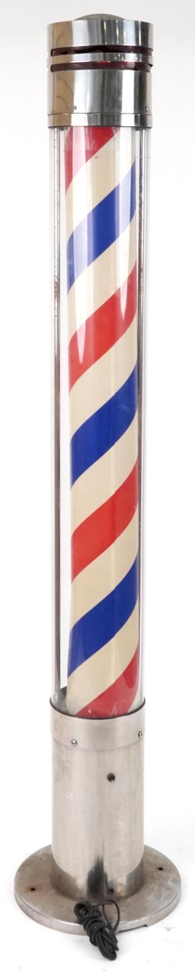 Vintage illuminated barber's pole with chromed mounts, 197cm high - Image 2 of 2