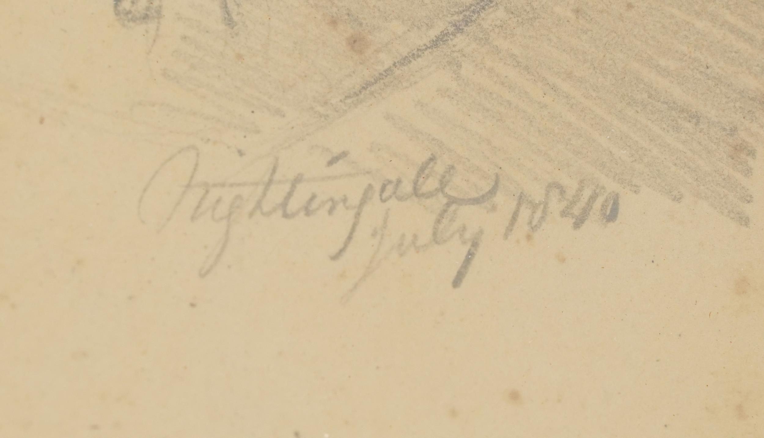 Top half portrait of a gentleman wearing a white cravat, mid 19th century heightened pencil - Image 3 of 4