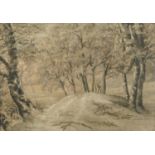 Snowy woodland, 19th/20th century oil on canvas inscribed E Wettstein verso, mounted and framed,