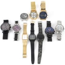 Ten vintage and later gentlemen's wristwatches, some chronographs, including Accurist, Seiko,