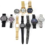 Ten vintage and later gentlemen's wristwatches, some chronographs, including Accurist, Seiko,