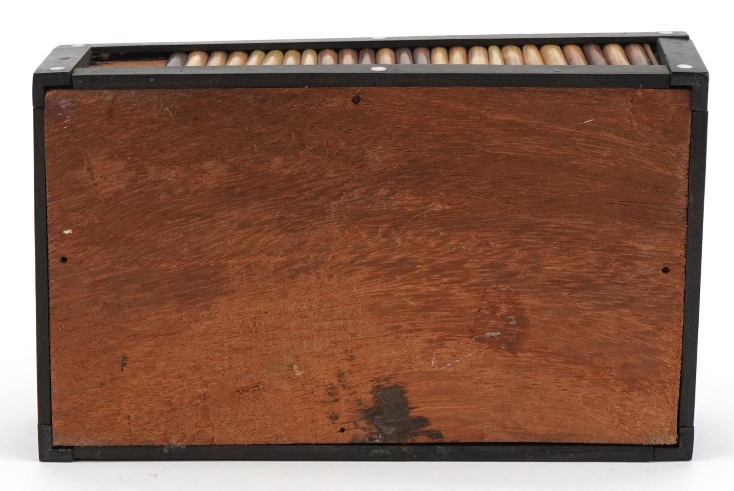 Anglo Indian ebony and porcupine quill box with slide lid, 5cm H x 17cm W x 7cm D - Image 5 of 5