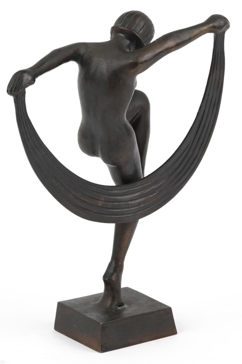 Patinated bronze statuette of a nude Art Deco female dancer, 25cm high - Image 2 of 3