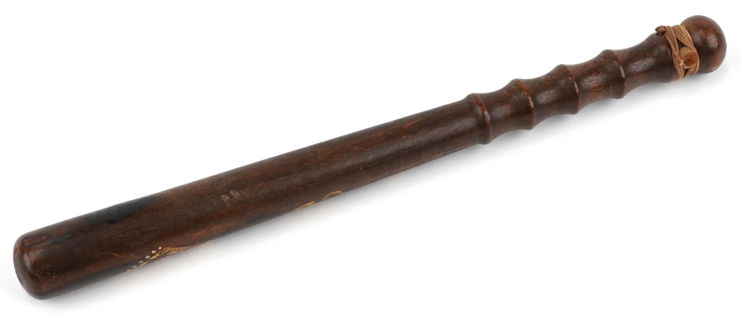 George V hardwood police truncheon with painted cypher, 39cm in length - Image 3 of 3