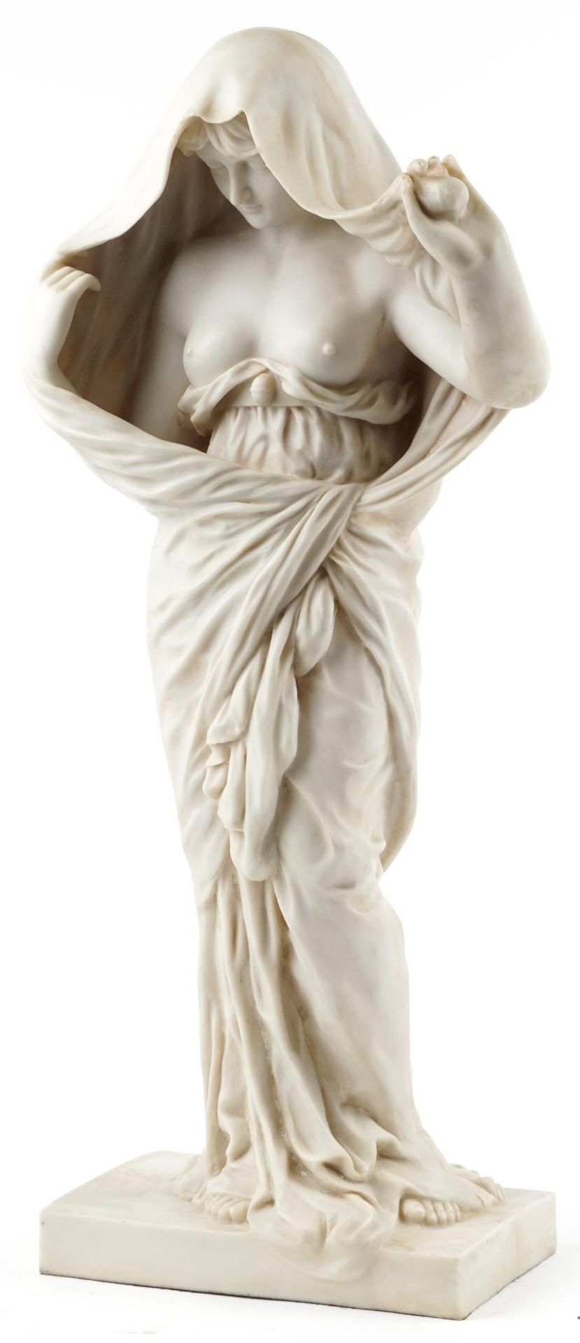 After Louis-Ernest Barrias, large patinated parian style statuette of a semi nude Art Nouveau