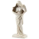 After Louis-Ernest Barrias, large patinated parian style statuette of a semi nude Art Nouveau