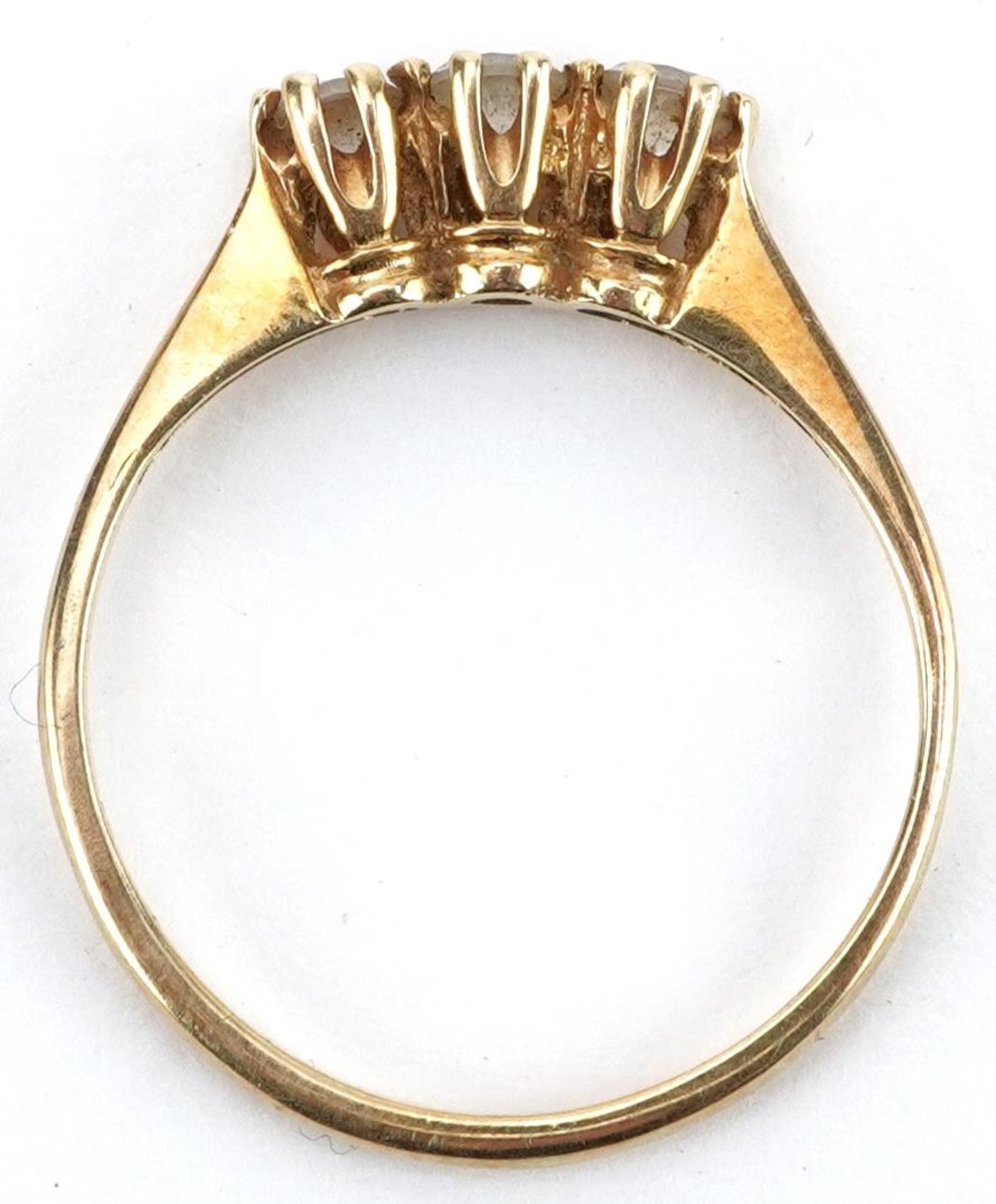 14ct gold white spinel three stone ring, size M, 1.9g - Bild 3 aus 5