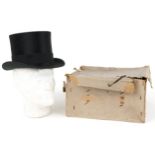 Dunn & Co of London moleskin top hat with box, size 7
