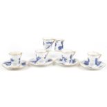 Royal Worcester, Victorian aesthetic naturalistic teaware decorated in the chinoiserie manner with