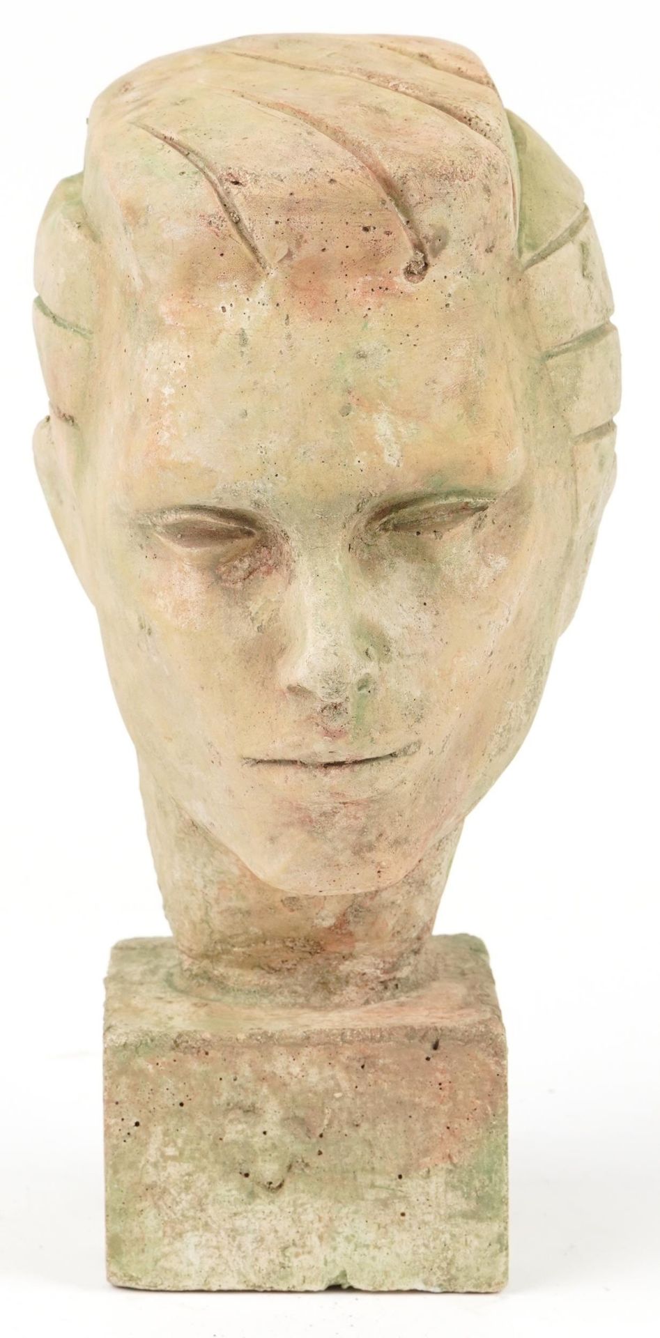 Mid century style stoneware bust of a young gentleman, 37cm high - Bild 2 aus 4