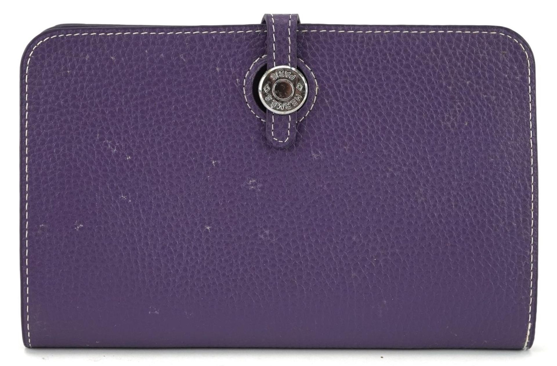 Hermes, French purple leather clutch purse with cardholder, dust bag and box, the clutch bag 19. - Bild 3 aus 6