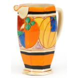 Clarice Cliff, Art Deco Fantastique Bizarre water jug with octagonal body hand painted in the