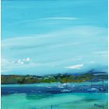 Don McNeil 2010 - Three yards moored of Gigha, contemporary Scottish school oil on canvas, inscribed