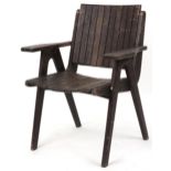 Autoban, stained teak slice chair, 81cm high