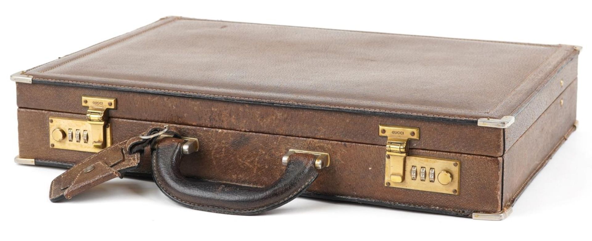 Vintage gentlemen's Gucci brown leather brief case, 8.5cm H x 43cm W x 31cm D PROVENANCE: - Bild 2 aus 7