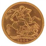 Edward VII 1908 gold sovereign, Perth Mint